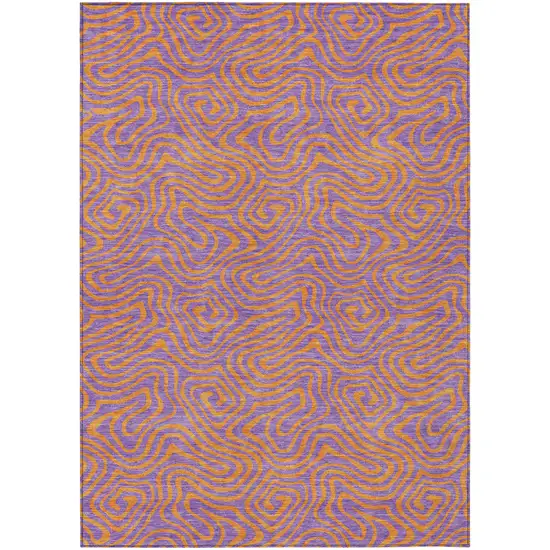 Purple And Copper Abstract Washable Indoor Outdoor Area Rug Photo 2