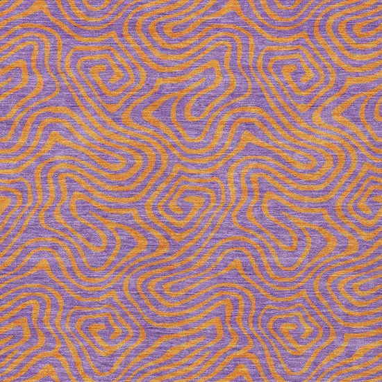 Purple And Copper Abstract Washable Indoor Outdoor Area Rug Photo 6