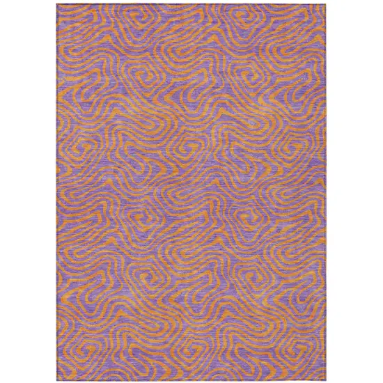 Purple And Copper Abstract Washable Indoor Outdoor Area Rug Photo 2