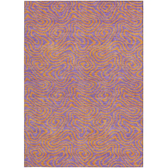 Purple And Copper Abstract Washable Indoor Outdoor Area Rug Photo 8