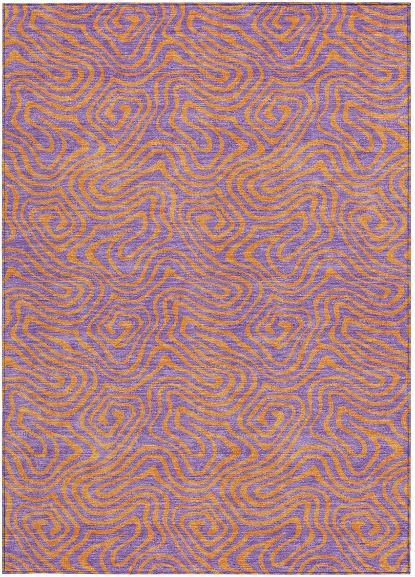 Purple And Copper Abstract Washable Indoor Outdoor Area Rug Photo 8