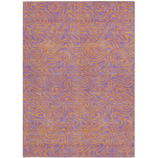 Purple And Copper Abstract Washable Indoor Outdoor Area Rug Photo 7