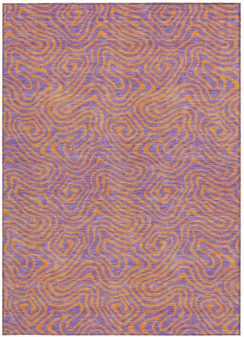 Purple And Copper Abstract Washable Indoor Outdoor Area Rug Photo 7