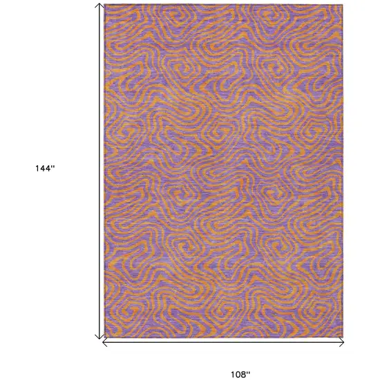 Purple And Copper Abstract Washable Indoor Outdoor Area Rug Photo 9