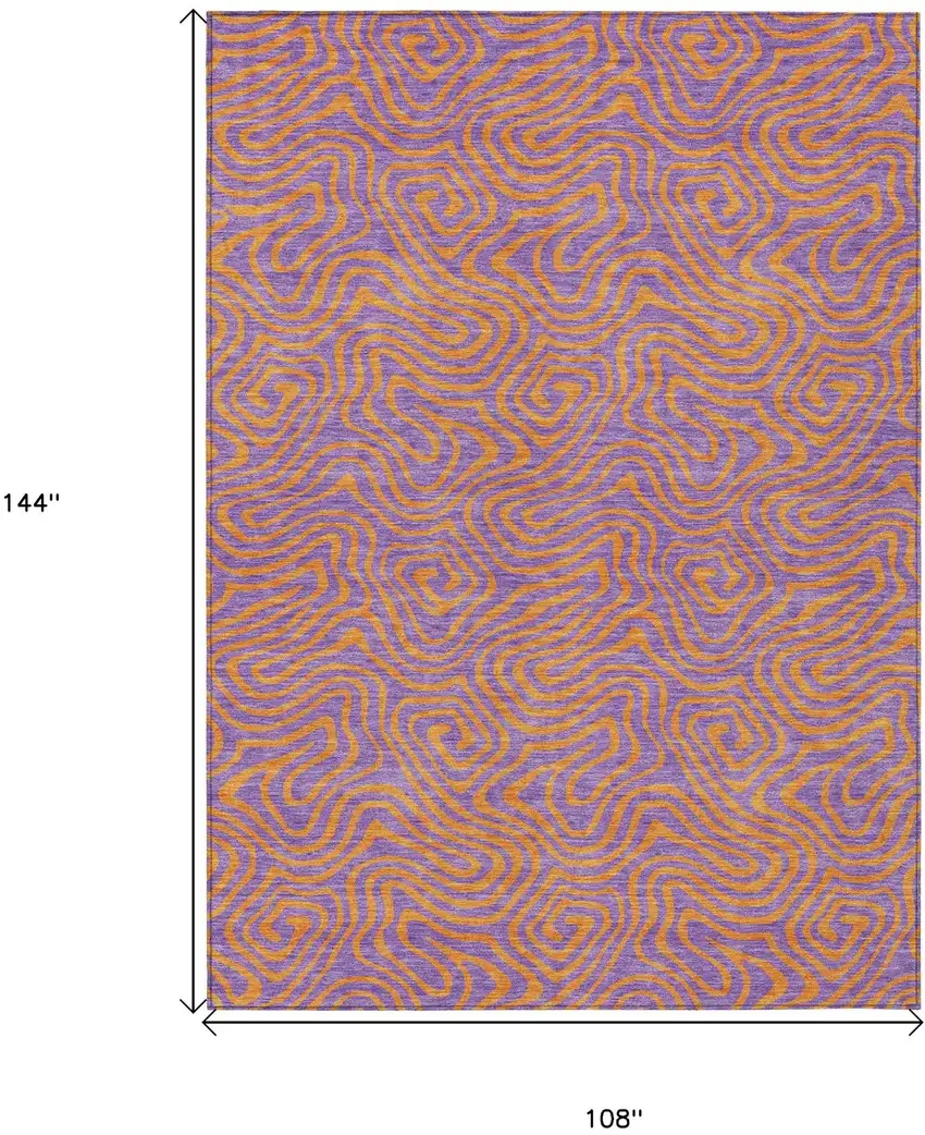 Purple And Copper Abstract Washable Indoor Outdoor Area Rug Photo 9