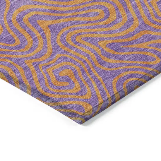 Purple And Copper Abstract Washable Indoor Outdoor Area Rug Photo 4