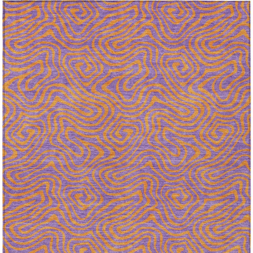 Purple And Copper Abstract Washable Indoor Outdoor Area Rug Photo 6