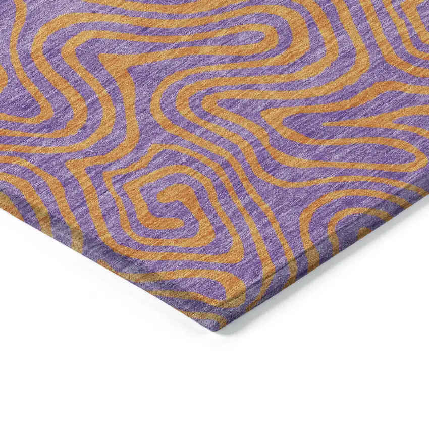 Purple And Copper Abstract Washable Indoor Outdoor Area Rug Photo 5