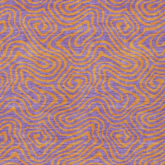 Purple And Copper Abstract Washable Indoor Outdoor Area Rug Photo 7