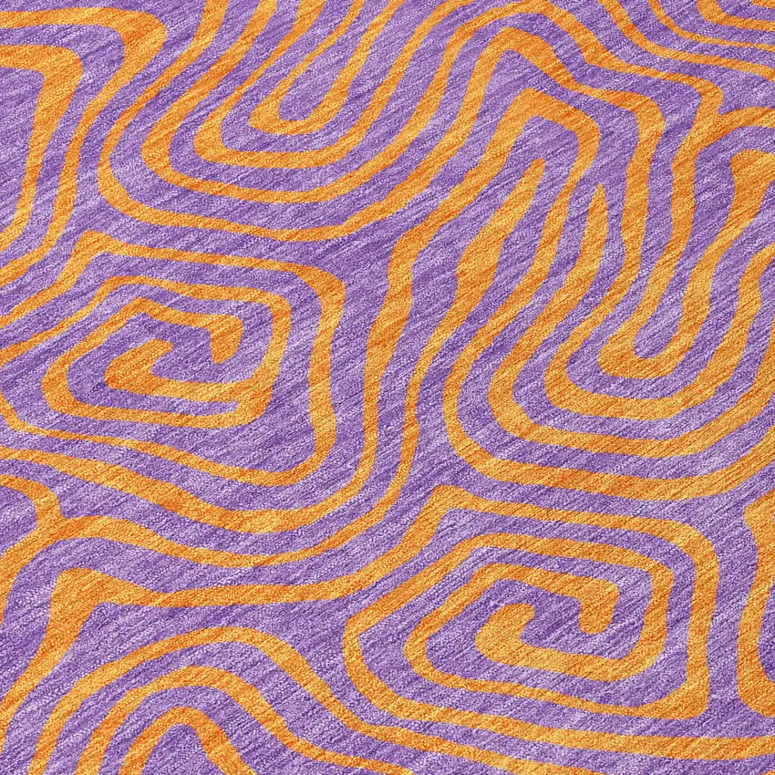 Purple And Copper Abstract Washable Indoor Outdoor Area Rug Photo 6