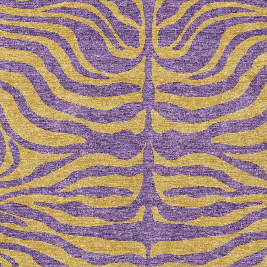 Purple And Copper Animal Print Washable Indoor Outdoor Area Rug Photo 5
