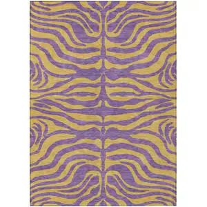 Photo of Purple And Copper Animal Print Washable Indoor Outdoor Area Rug