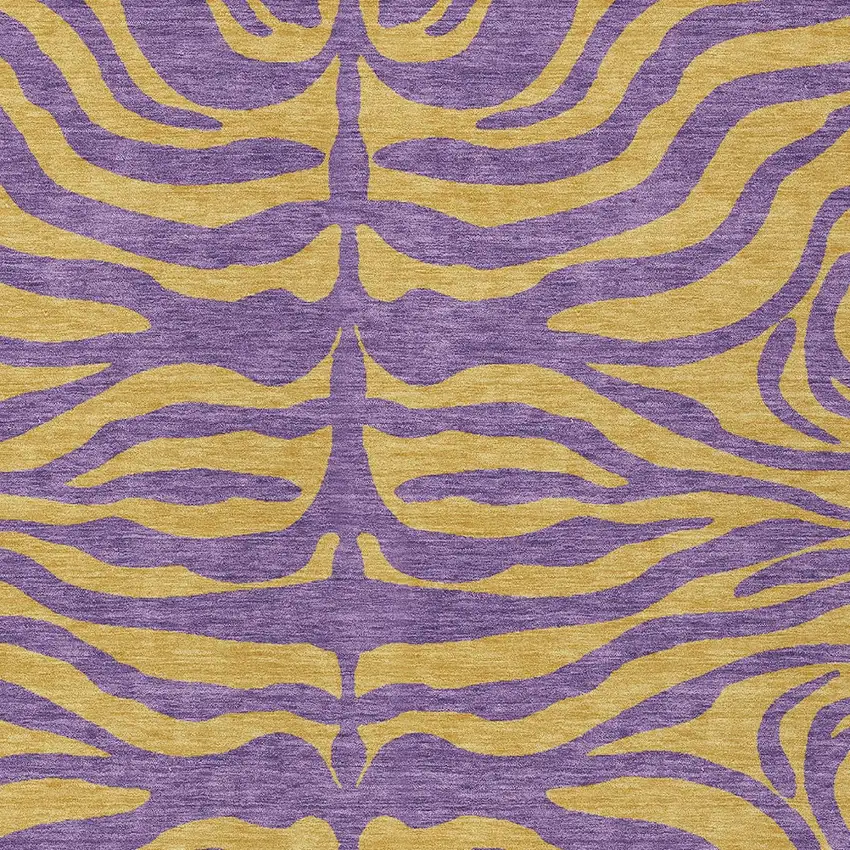 Purple And Copper Animal Print Washable Indoor Outdoor Area Rug Photo 5
