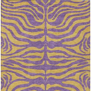 Photo of Purple And Copper Animal Print Washable Indoor Outdoor Area Rug