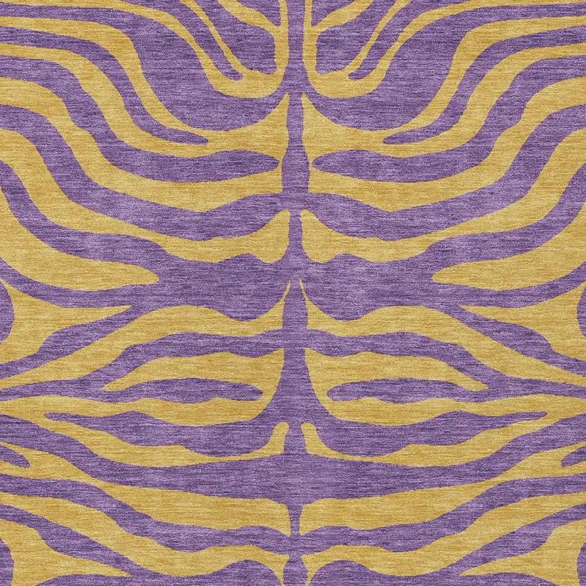 Purple And Copper Animal Print Washable Indoor Outdoor Area Rug Photo 5