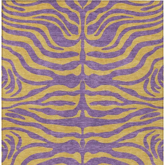 Purple And Copper Animal Print Washable Indoor Outdoor Area Rug Photo 6