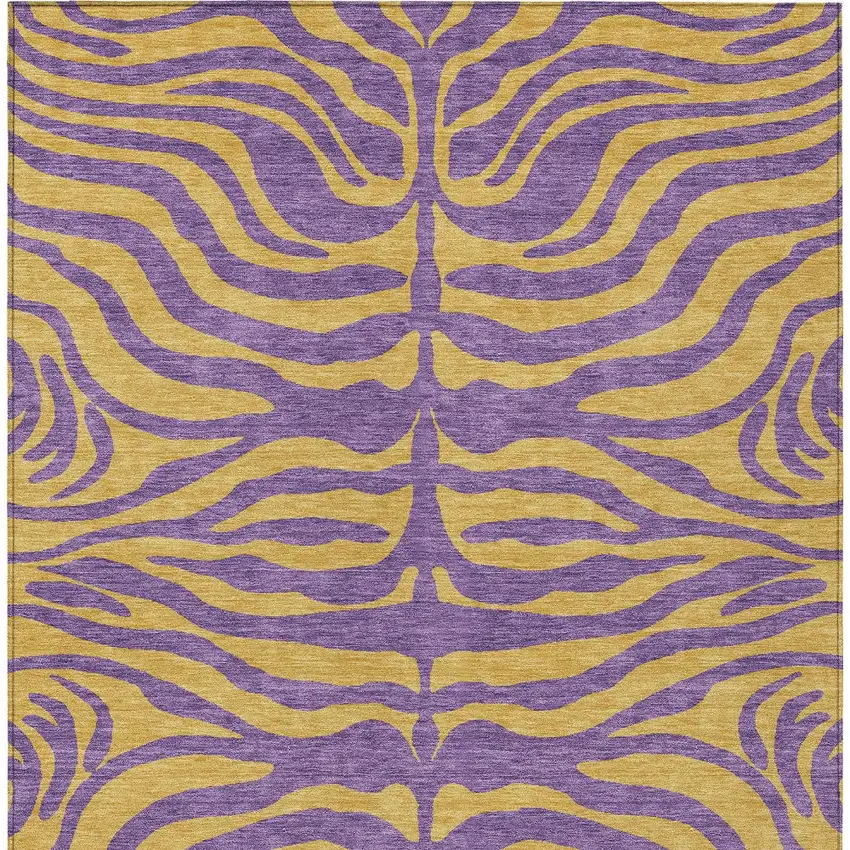 Purple And Copper Animal Print Washable Indoor Outdoor Area Rug Photo 6