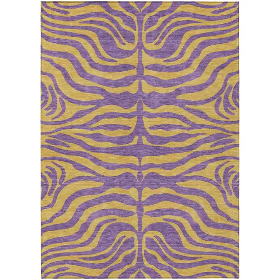Purple And Copper Animal Print Washable Indoor Outdoor Area Rug Photo 2