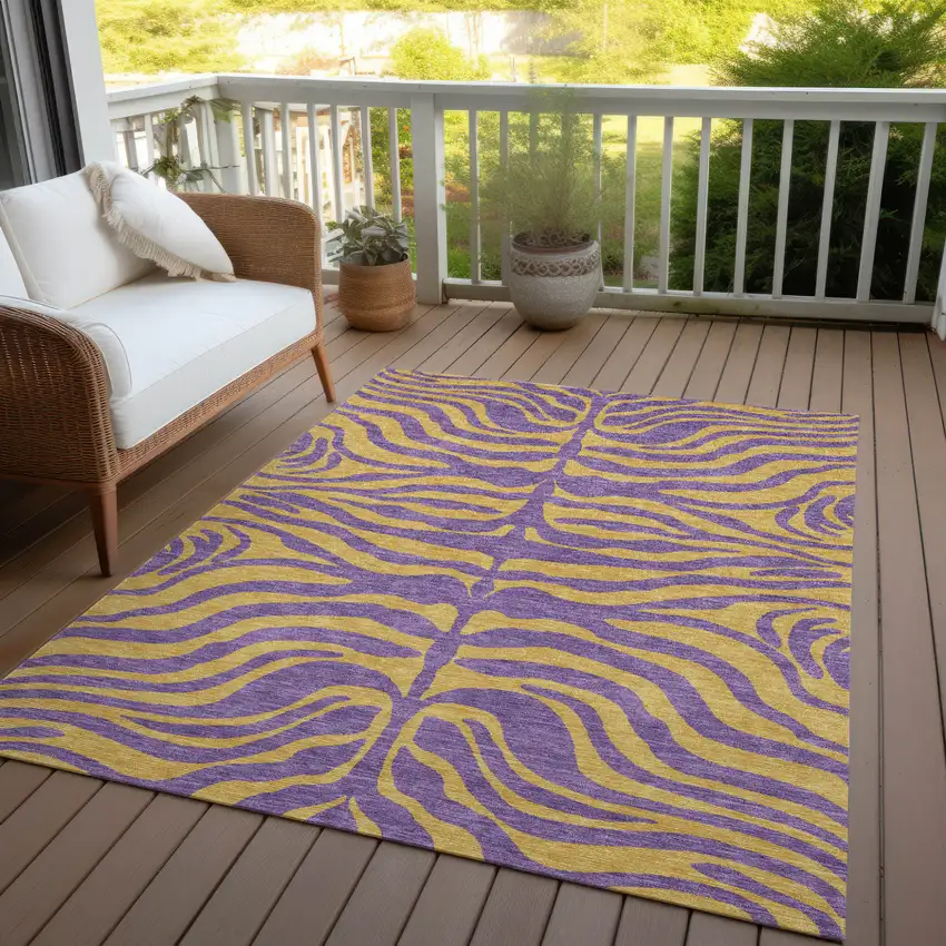 Purple And Copper Animal Print Washable Indoor Outdoor Area Rug Photo 7