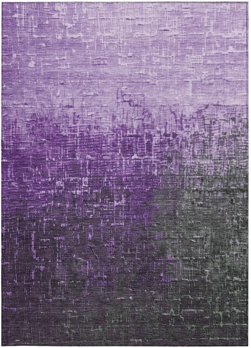 Purple And Dark Gray Ombre Washable Indoor Outdoor Area Rug Photo 4