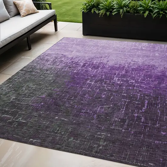 Purple And Dark Gray Ombre Washable Indoor Outdoor Area Rug Photo 1