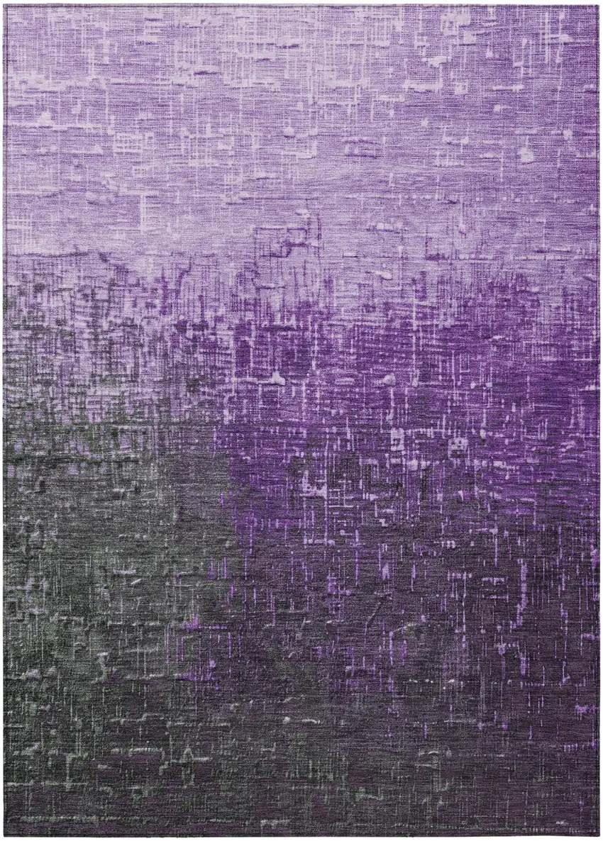Purple And Dark Gray Ombre Washable Indoor Outdoor Area Rug Photo 2