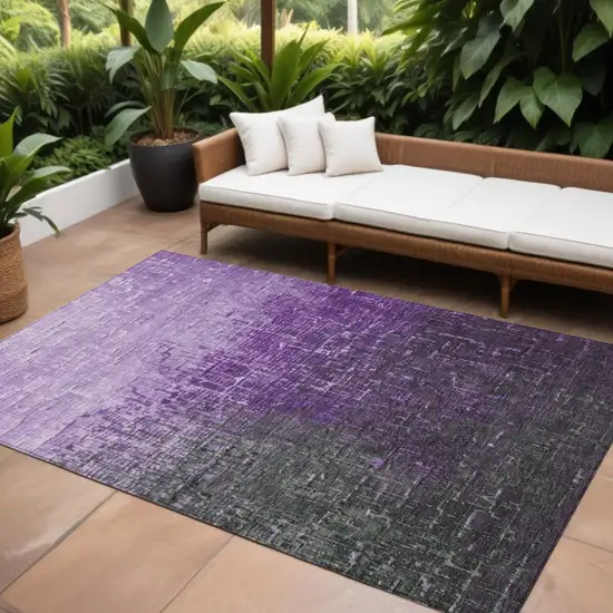 Purple And Dark Gray Ombre Washable Indoor Outdoor Area Rug Photo 1