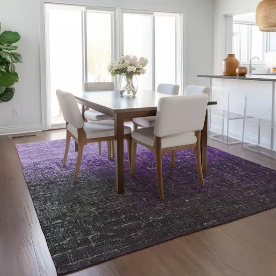 Purple And Dark Gray Ombre Washable Indoor Outdoor Area Rug Photo 8