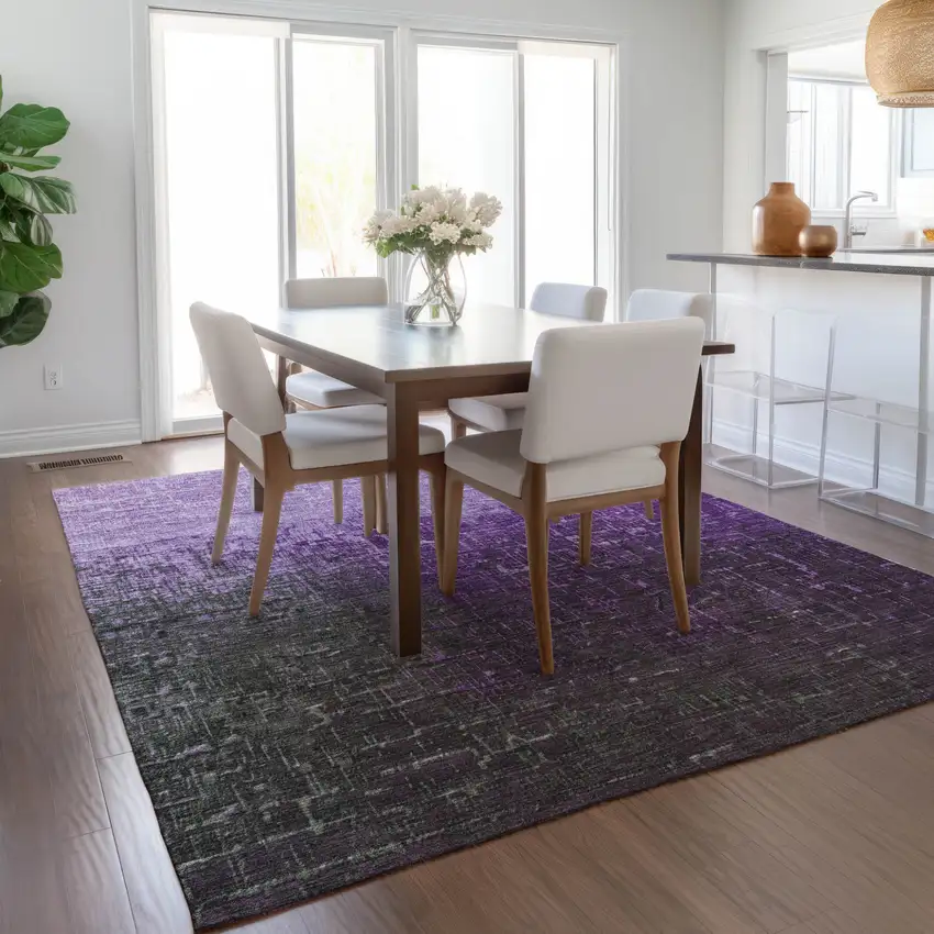 Purple And Dark Gray Ombre Washable Indoor Outdoor Area Rug Photo 8