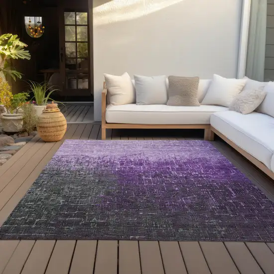 Purple And Dark Gray Ombre Washable Indoor Outdoor Area Rug Photo 9