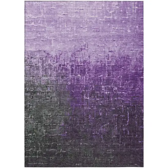 Purple And Dark Gray Ombre Washable Indoor Outdoor Area Rug Photo 2