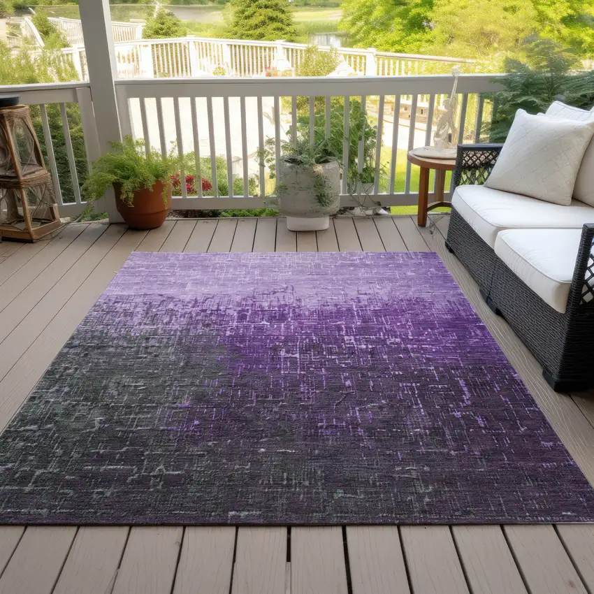 Purple And Dark Gray Ombre Washable Indoor Outdoor Area Rug Photo 6