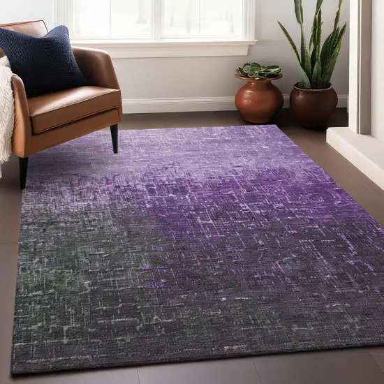 Purple And Dark Gray Ombre Washable Indoor Outdoor Area Rug Photo 7