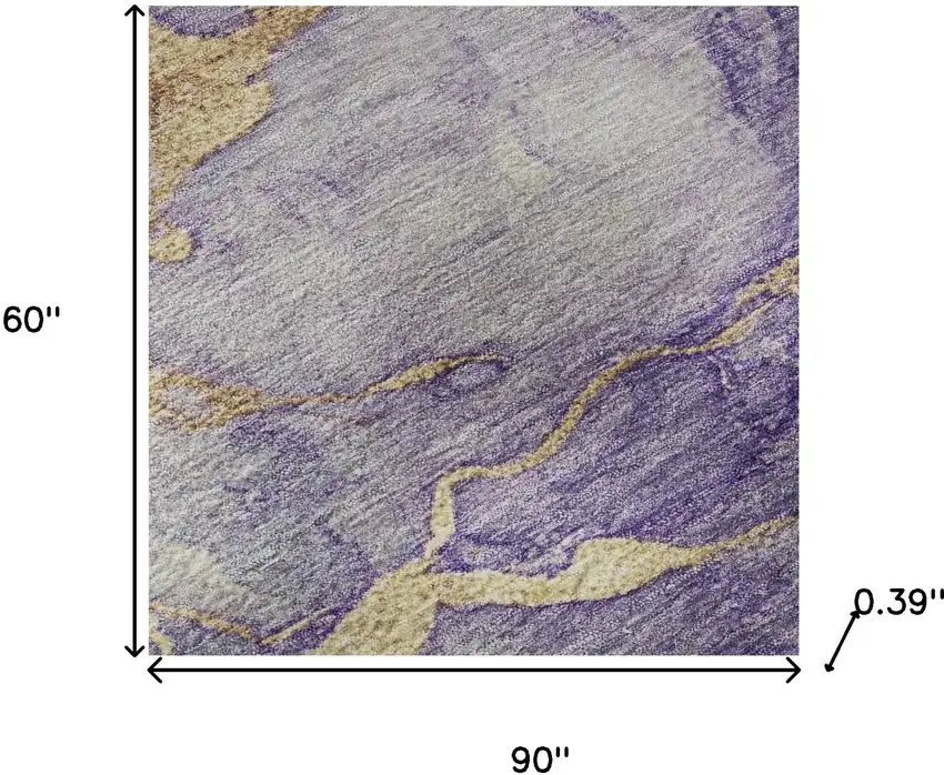 Purple And Gold Abstract Washable Area Rug With UV Protection Photo 8