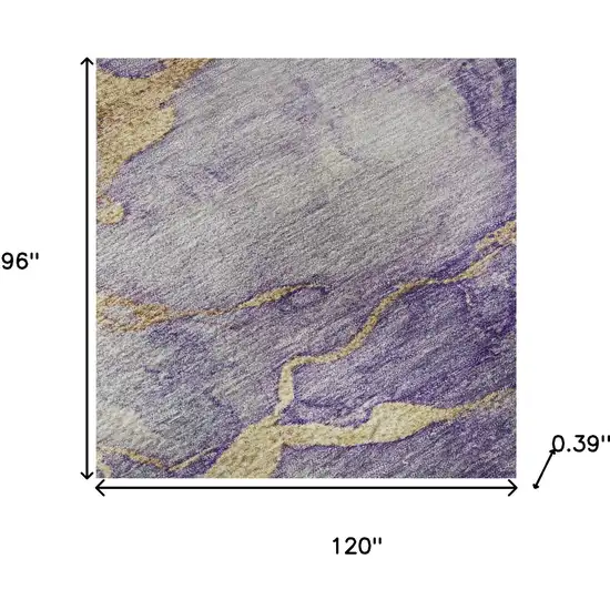 Purple And Gold Abstract Washable Area Rug With UV Protection Photo 8