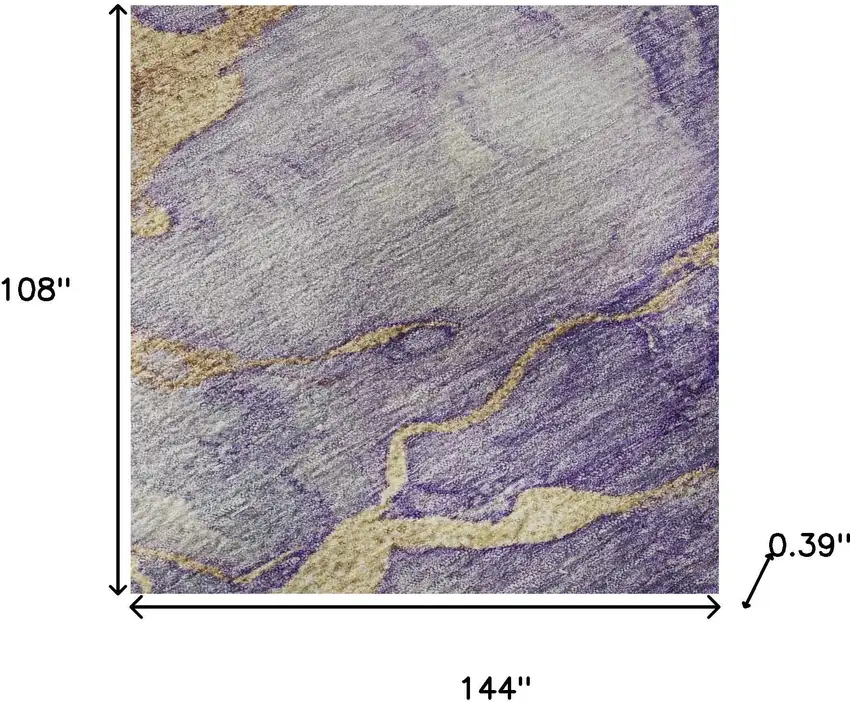 Purple And Gold Abstract Washable Area Rug With UV Protection Photo 9