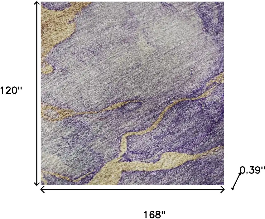 Purple And Gold Abstract Washable Area Rug With UV Protection Photo 8