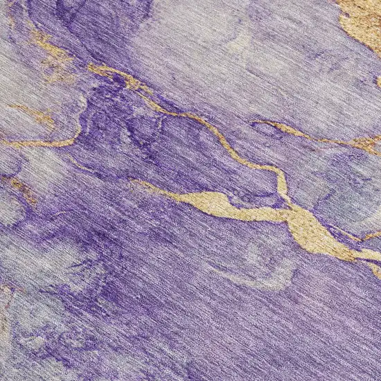 Purple And Gold Abstract Washable Indoor Outdoor Area Rug Photo 3