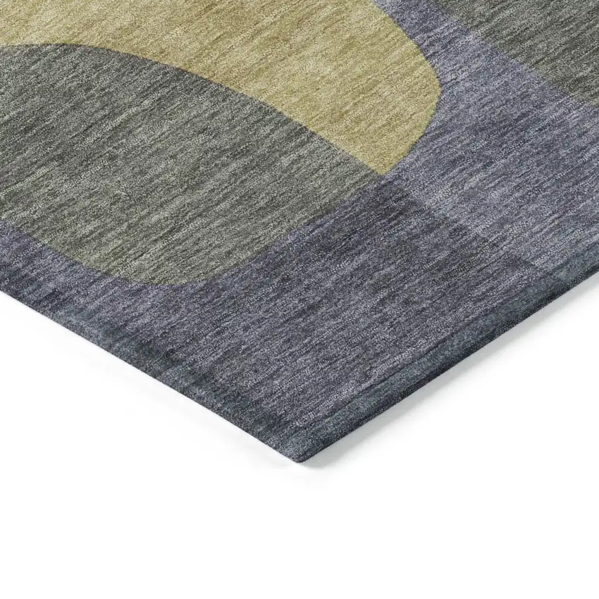 Purple And Gold Abstract Washable Indoor Outdoor Area Rug Photo 6