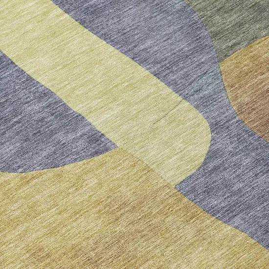 Purple And Gold Abstract Washable Indoor Outdoor Area Rug Photo 8