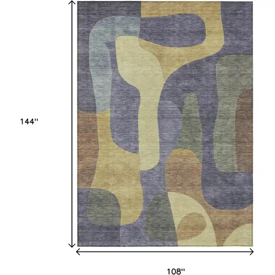 Purple And Gold Abstract Washable Indoor Outdoor Area Rug Photo 9