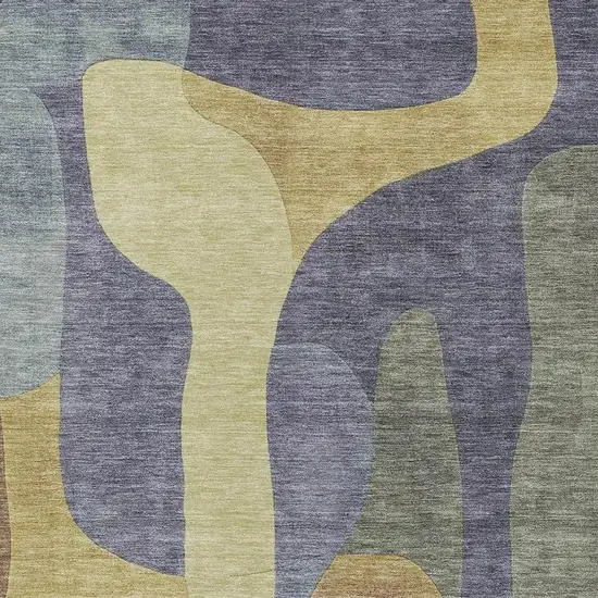 Purple And Gold Abstract Washable Indoor Outdoor Area Rug Photo 4