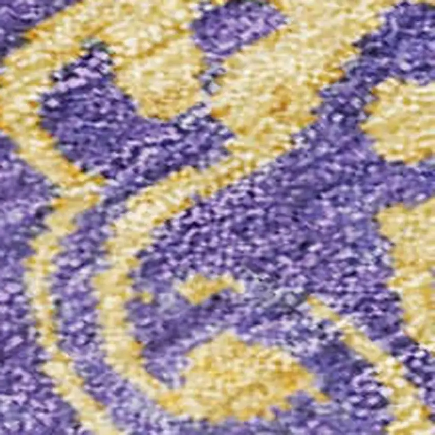 Purple And Gold Floral Washable Indoor Outdoor Area Rug Photo 3