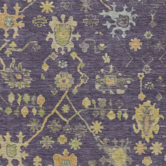Purple And Gold Floral Washable Indoor Outdoor Area Rug Photo 3