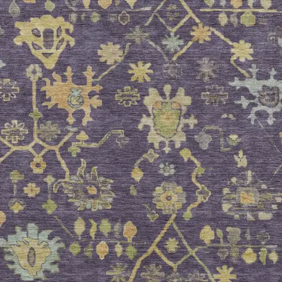 Purple And Gold Floral Washable Indoor Outdoor Area Rug Photo 3