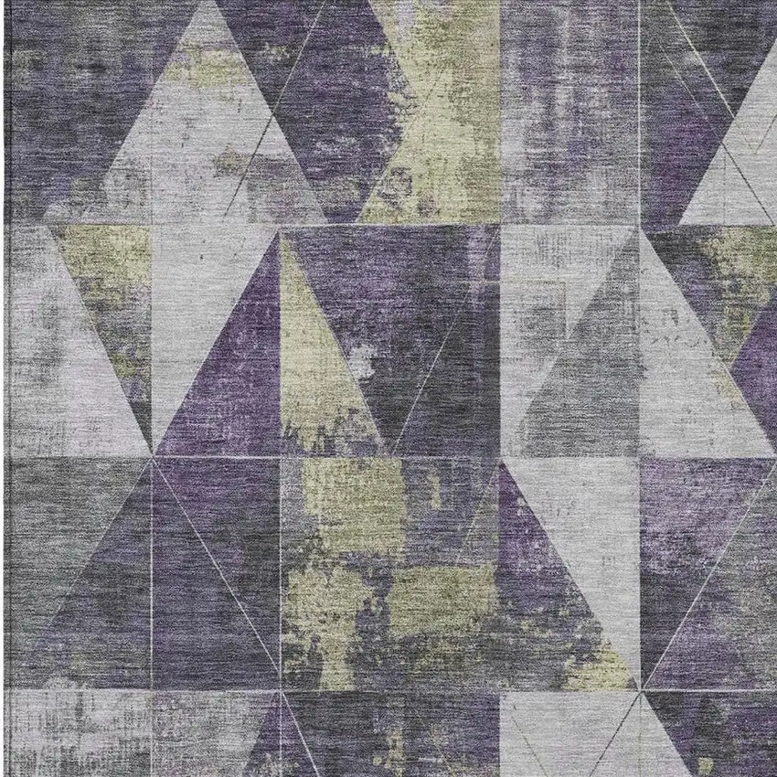 Purple And Gold Geometric Washable Indoor Outdoor Area Rug Photo 3