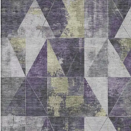 Purple And Gold Geometric Washable Indoor Outdoor Area Rug Photo 3
