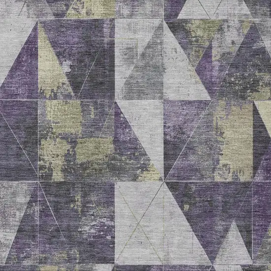 Purple And Gold Geometric Washable Indoor Outdoor Area Rug Photo 9