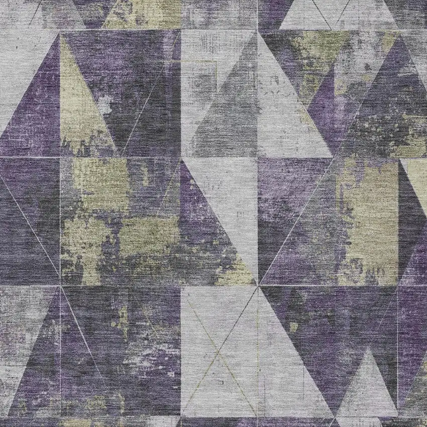 Purple And Gold Geometric Washable Indoor Outdoor Area Rug Photo 9