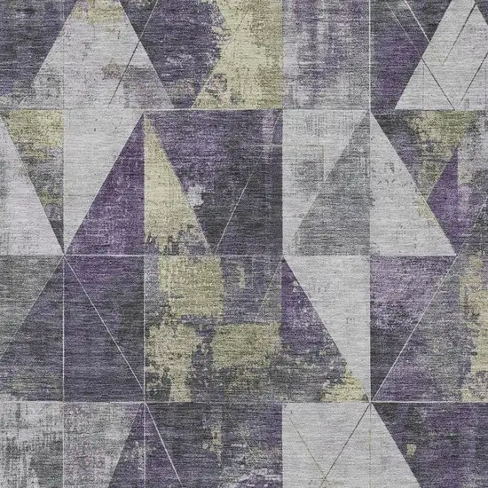 Purple And Gold Geometric Washable Indoor Outdoor Area Rug Photo 3